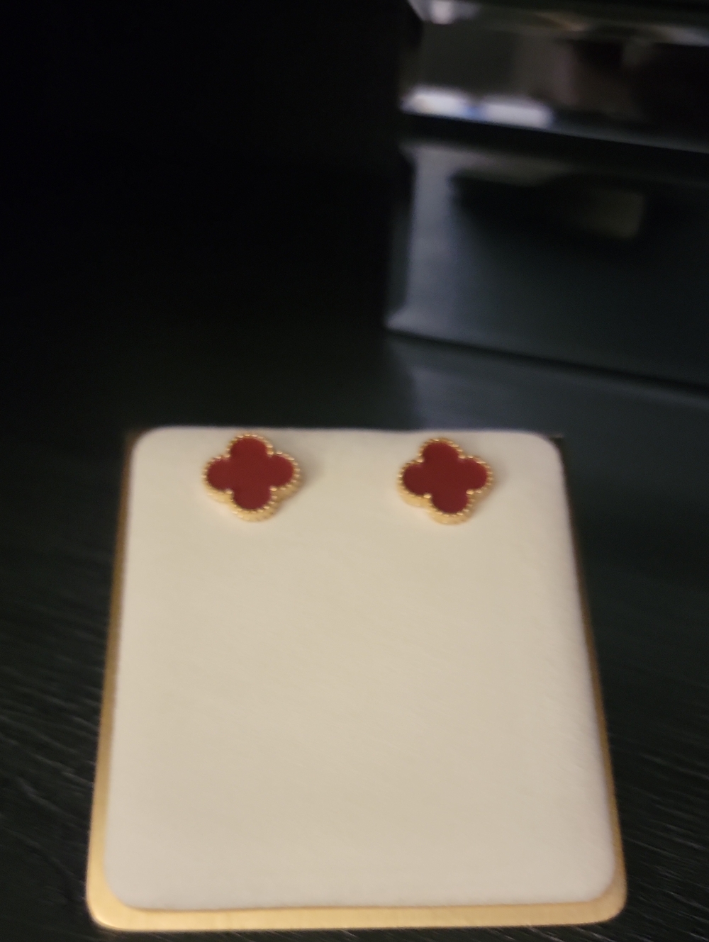 Red Clover Stud Earrings - Gold Trim Women’s Jewelry